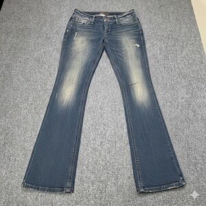 Decree Bootcut Jeans Womens Size 7 Blue Distressed Low Rise Stretch Denim